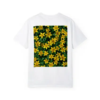 Yellow Wildflowers Dense Green Foliage Background