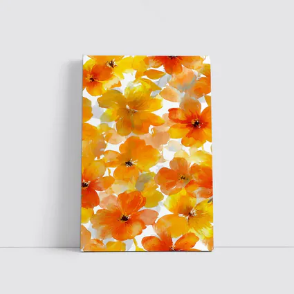 Orange Yellow Watercolor Flowers White Background