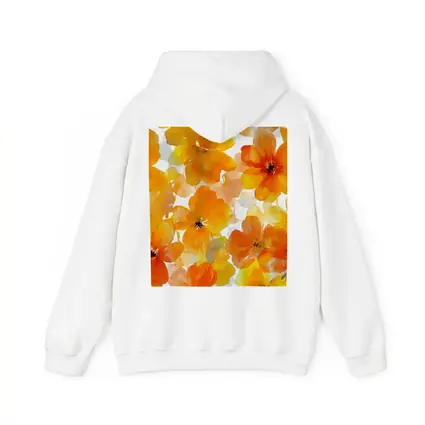 Orange Yellow Watercolor Flowers White Background