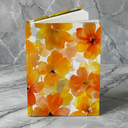 Orange Yellow Watercolor Flowers White Background