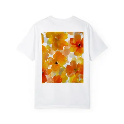 Orange Yellow Watercolor Flowers White Background