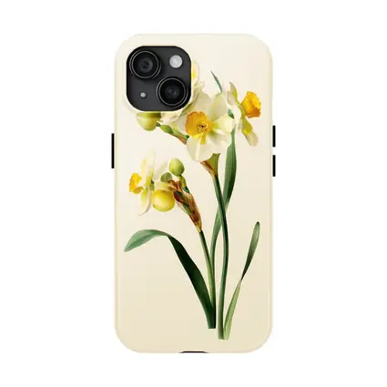 Narcissus Daffodil Botanical Art Beige Background