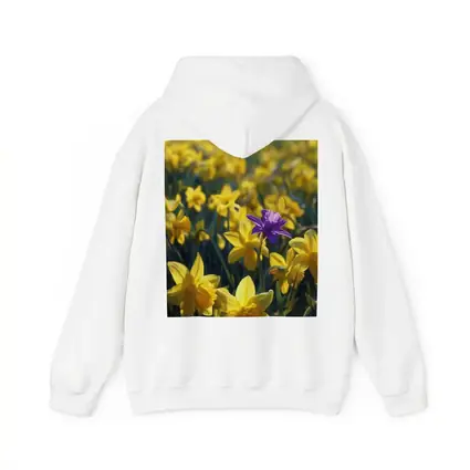 Yellow Daffodils Field Single Purple Flower