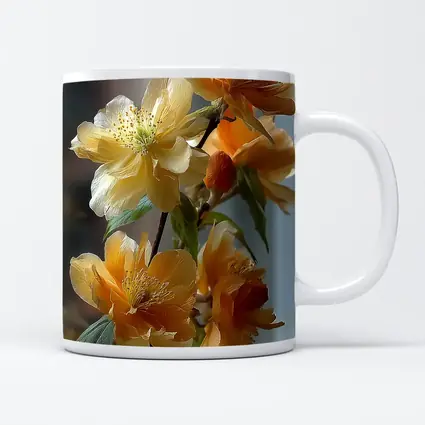 Yellow Orange Blossom Flowers Branch Close Up