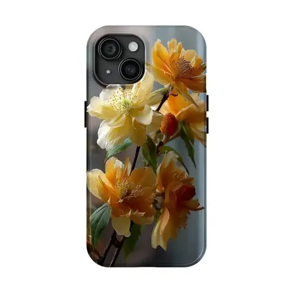 Yellow Orange Blossom Flowers Branch Close Up