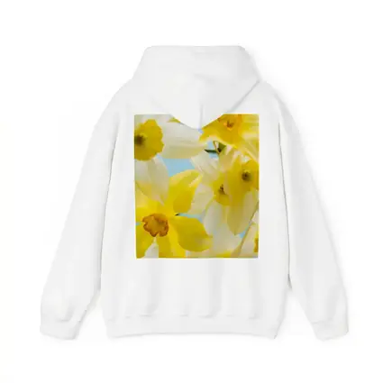 Yellow White Daffodils Blue Sky Background