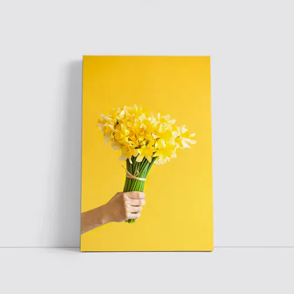 Yellow Daffodils Bouquet On Yellow Background