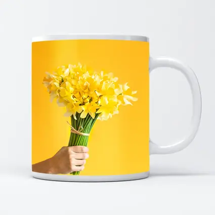Yellow Daffodils Bouquet On Yellow Background