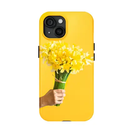 Yellow Daffodils Bouquet On Yellow Background