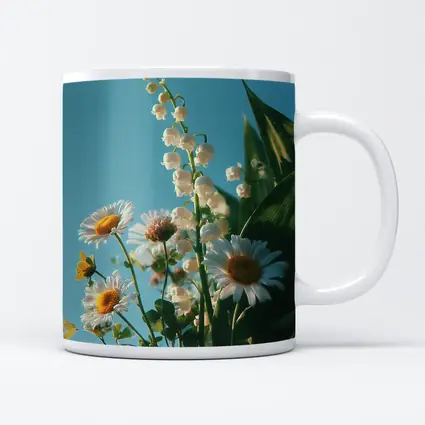 Daisies And Lily Of The Valley Blue Sky
