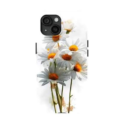 White Daisy Bouquet Watercolor Art White Background