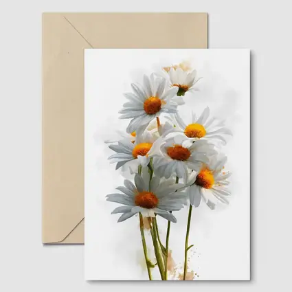 White Daisy Bouquet Watercolor Art White Background