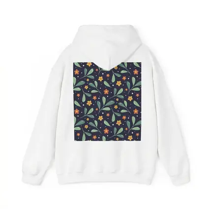 Dark Navy Floral Pattern Green Leaves Background