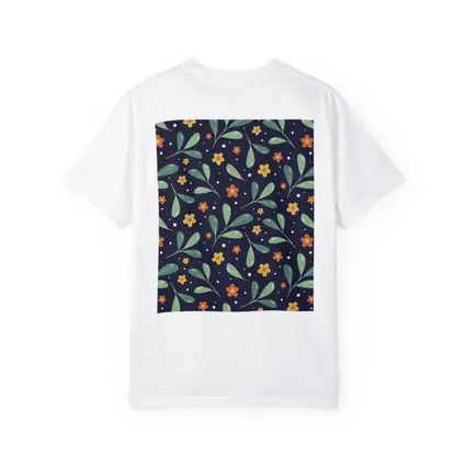 Dark Navy Floral Pattern Green Leaves Background