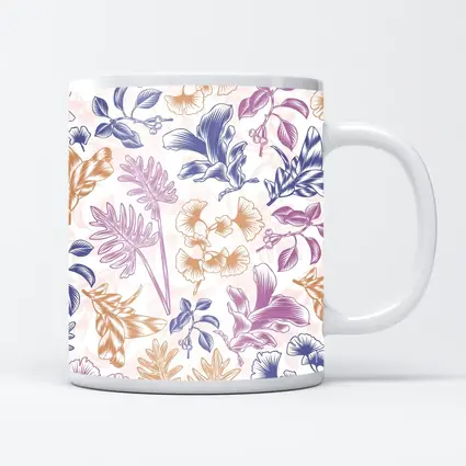 Tropical Floral Pattern Pastel Pink Purple