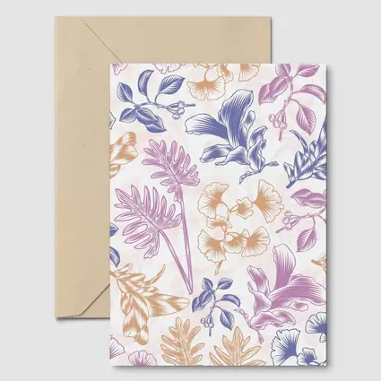 Tropical Floral Pattern Pastel Pink Purple