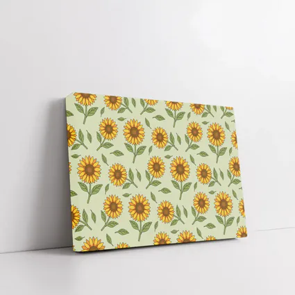 Sunflower Pattern Illustration Sage Green Background
