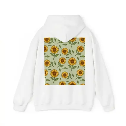 Sunflower Pattern Illustration Sage Green Background