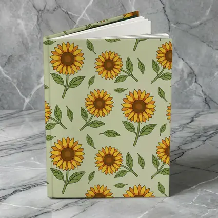 Sunflower Pattern Illustration Sage Green Background