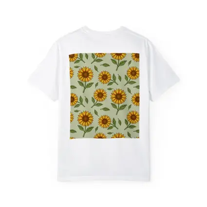 Sunflower Pattern Illustration Sage Green Background