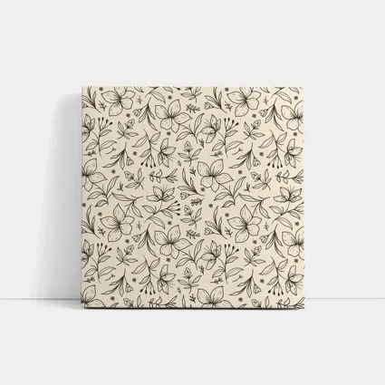 Botanical Line Art Flowers Beige Floral Pattern