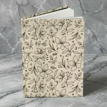 Botanical Line Art Flowers Beige Floral Pattern