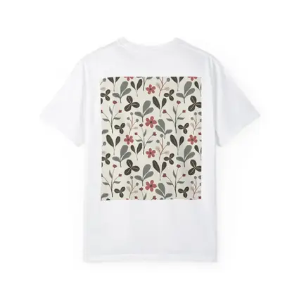 Red Flowers Gray Leaves Botanical Floral Pattern