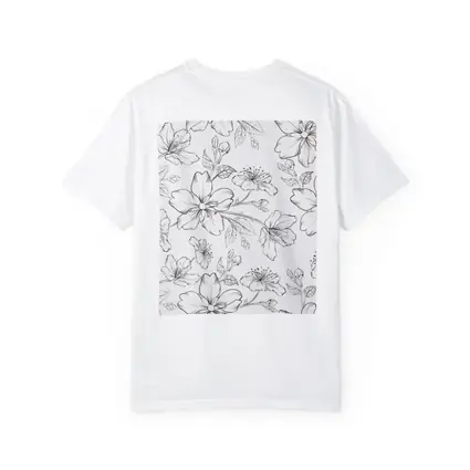 Black White Cherry Blossom Botanical Line Art