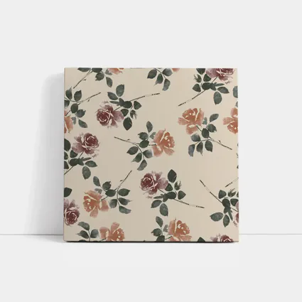 Watercolor Roses Pattern Beige Floral Background