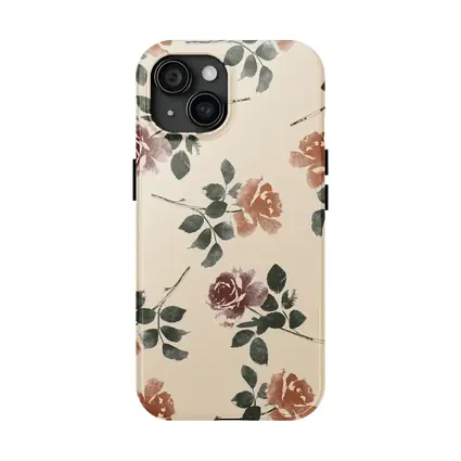 Watercolor Roses Pattern Beige Floral Background