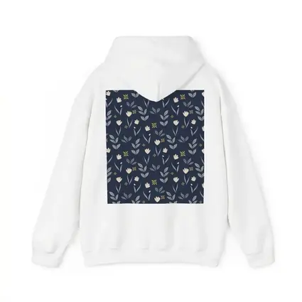 Navy Blue Floral Pattern Small White Flowers
