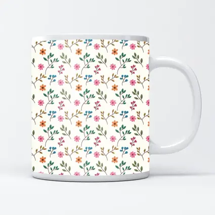 Small Wildflowers and Leaves Floral Pattern