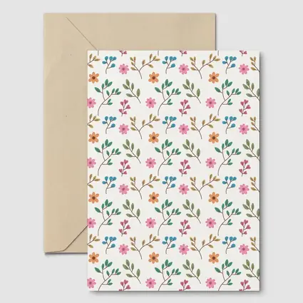 Small Wildflowers and Leaves Floral Pattern
