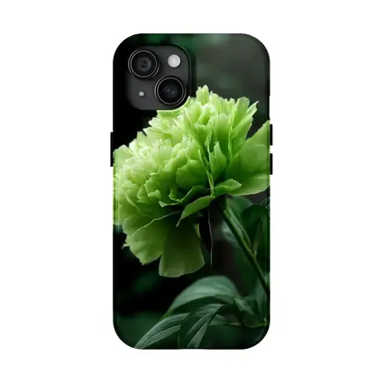 Green Peony Flower Dark Botanical Background