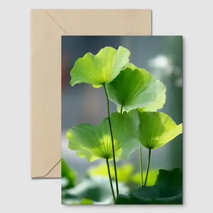 Lotus Leaves Green Light Soft Background
