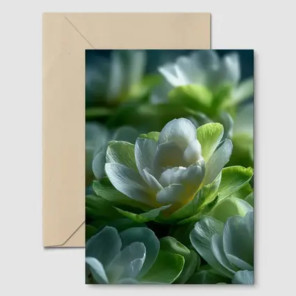 White Green Freesia Flowers Close Up