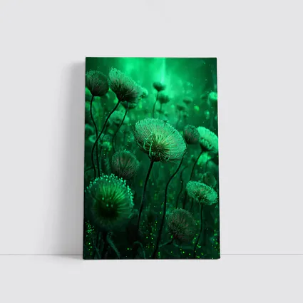 Glowing Green Fantasy Dandelion Field Art