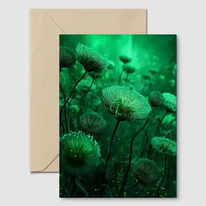 Glowing Green Fantasy Dandelion Field Art
