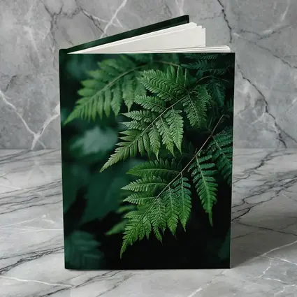 Green Fern Leaves Dark Forest Background
