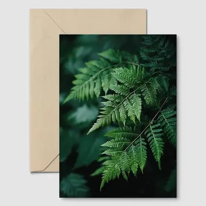 Green Fern Leaves Dark Forest Background