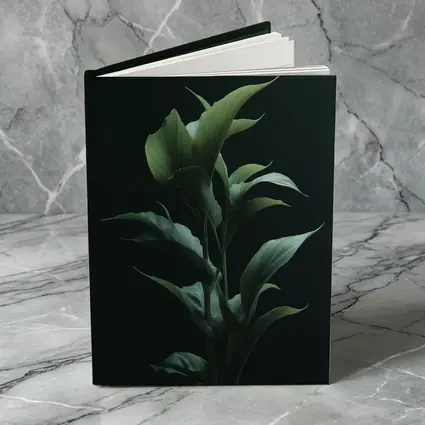 Dark Green Tropical Plant Black Background