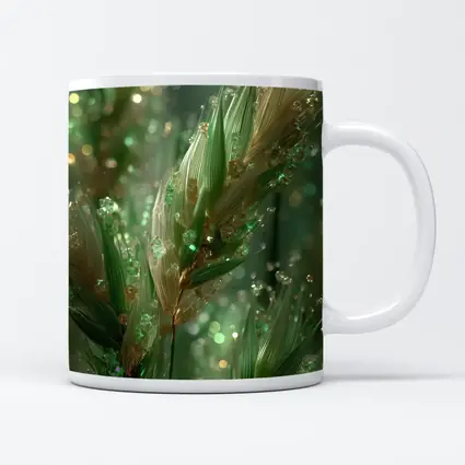 Crystal Wheat Stalks Green Bokeh Abstract