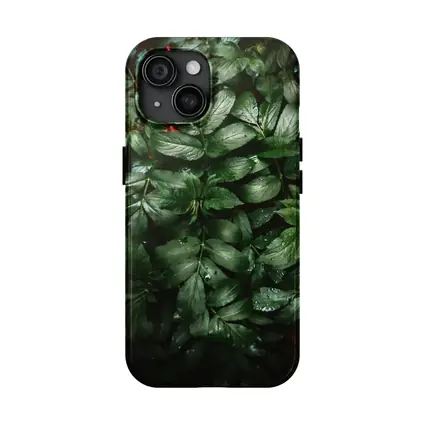 Dark Green Wet Leaves Nature Close Up
