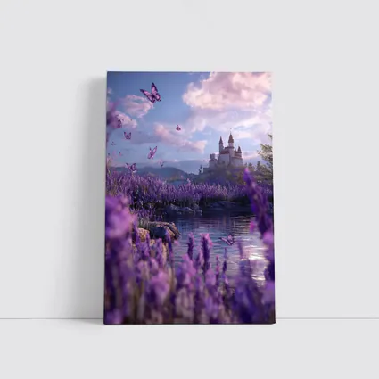 Lavender Fields Castle Butterflies Purple Fantasy