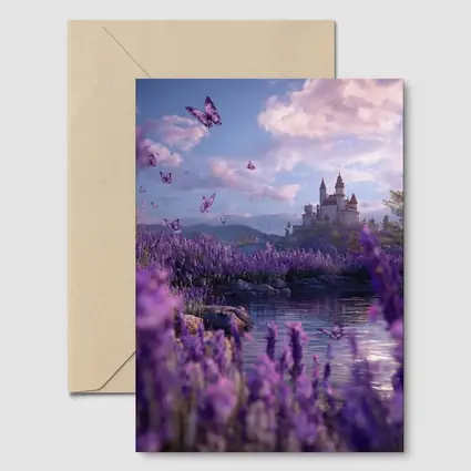 Lavender Fields Castle Butterflies Purple Fantasy
