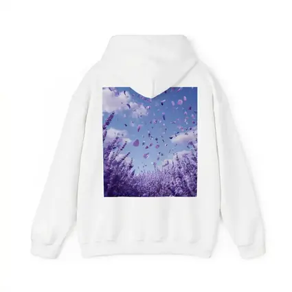 Lavender Petals Flying Blue Sky Above