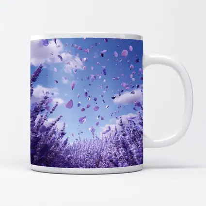 Lavender Petals Flying Blue Sky Above