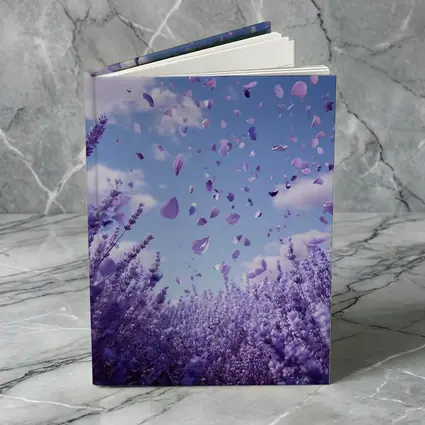 Lavender Petals Flying Blue Sky Above