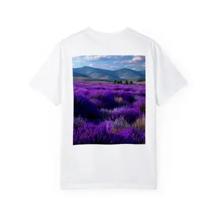 Purple Lavender Field Mountains Blue Sky