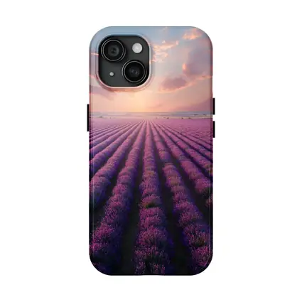 Lavender Field Rows At Sunset Sky
